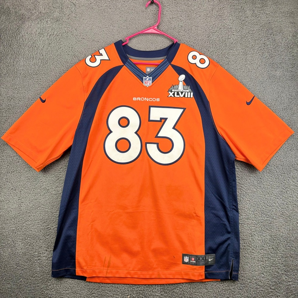 Nike NFL Denver Broncos Wes Welker 83 Super Bowl XLVIII Jersey Mens XXL Orange